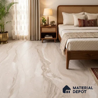 Marble Floor & Wall Large Format Tile TL 06423 Classic Dyna Grey 6 ft x 4 ft Satin Finish Vitrified Tile - 9 mm | Suitable for Living Room, Bedroom & Bathroom | Adhesive and Spacers Must be Used During Installation