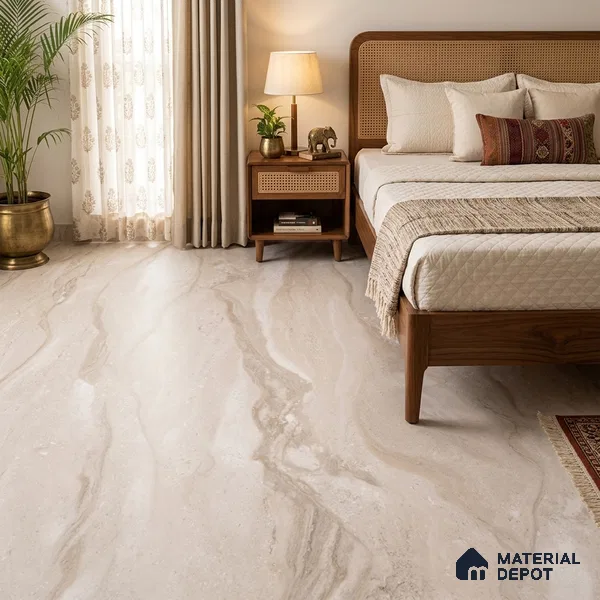 Marble Floor & Wall Large Format Tile TL 06423 Classic Dyna Grey 6 ft x 4 ft Satin Finish Vitrified Tile - 9 mm | Suitable for Living Room, Bedroom & Bathroom | Adhesive and Spacers Must be Used During Installation