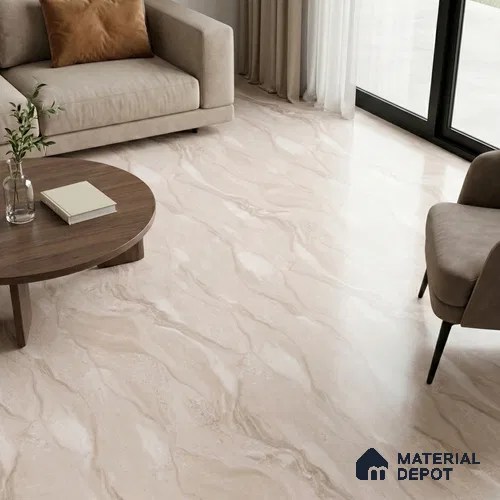 Marble Floor & Wall Large Format Tile TL 06423 Classic Dyna Grey 6 ft x 4 ft Satin Finish Vitrified Tile - 9 mm | Suitable for Living Room, Bedroom & Bathroom | Adhesive and Spacers Must be Used During Installation