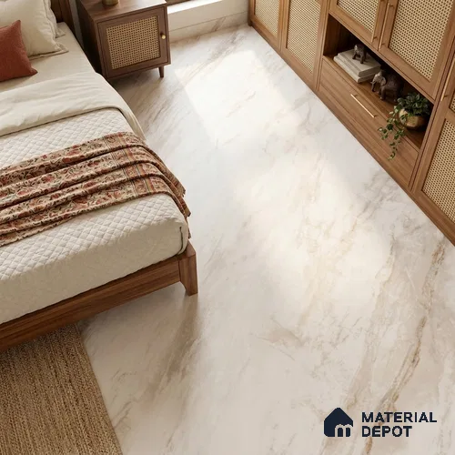 Marble Floor & Wall Large Format Tile TL 06424 Polarangelo Rust 6 ft x 4 ft Satin Finish Vitrified Tile - 9 mm | Suitable for Living Room, Bedroom & Bathroom | Adhesive and Spacers Must be Used During Installation