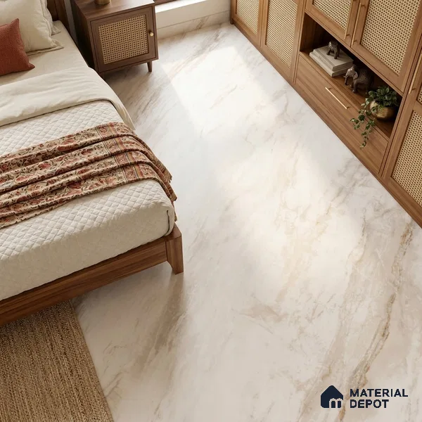 Marble Floor & Wall Large Format Tile TL 06424 Polarangelo Rust 6 ft x 4 ft Satin Finish Vitrified Tile - 9 mm | Suitable for Living Room, Bedroom & Bathroom | Adhesive and Spacers Must be Used During Installation