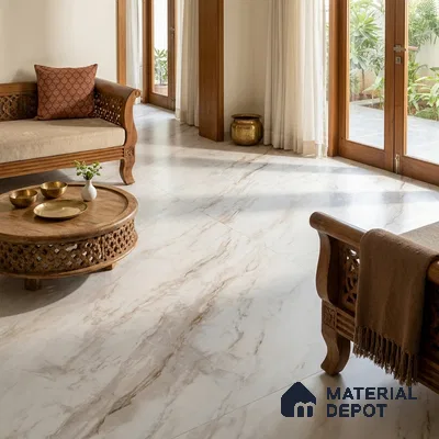 Marble Floor & Wall Large Format Tile TL 06424 Polarangelo Rust 6 ft x 4 ft Satin Finish Vitrified Tile - 9 mm | Suitable for Living Room, Bedroom & Bathroom | Adhesive and Spacers Must be Used During Installation