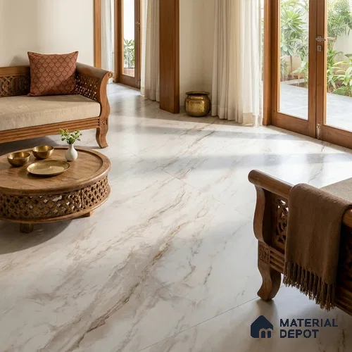 Marble Floor & Wall Large Format Tile TL 06424 Polarangelo Rust 6 ft x 4 ft Satin Finish Vitrified Tile - 9 mm | Suitable for Living Room, Bedroom & Bathroom | Adhesive and Spacers Must be Used During Installation