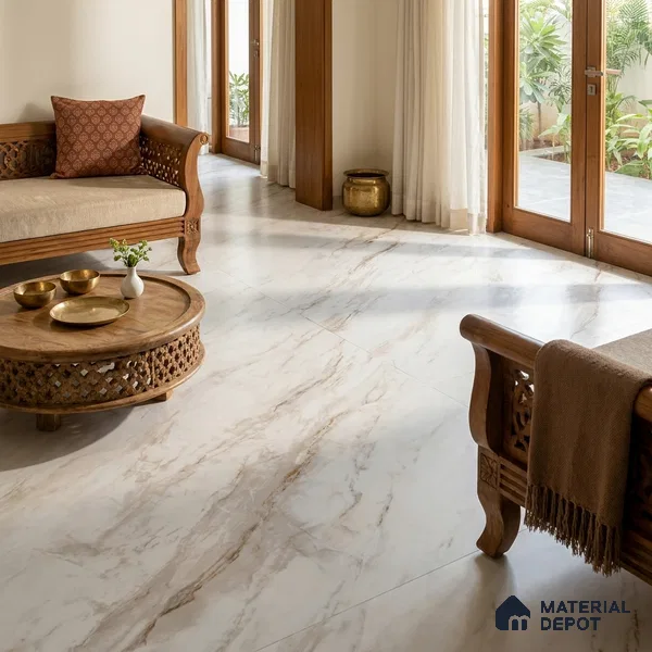 Marble Floor & Wall Large Format Tile TL 06424 Polarangelo Rust 6 ft x 4 ft Satin Finish Vitrified Tile - 9 mm | Suitable for Living Room, Bedroom & Bathroom | Adhesive and Spacers Must be Used During Installation