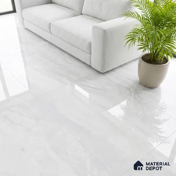Marble Floor & Wall Tile TL 06425 Daytone Blanco 4 ft x 2 ft Glossy Finish Vitrified Tile - 9 mm | Suitable for Living Room, Bedroom & Bathroom