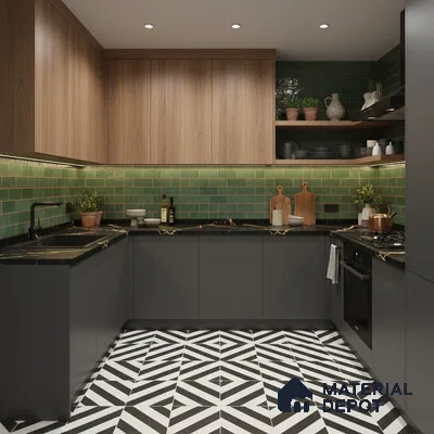 Subway Wall Tile TL 06429 L Mariner Tropical Green 12 x 4 inch Ceramic Glossy Finish - 8 mm  | Suitable for Accent / Feature Walls, Bathroom, Kitchen Wall & Backsplashes (Sample)