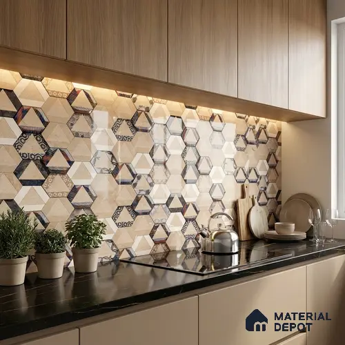 Highlighter Wall Tile TL 06454 B GS Yasmin Beige HL 2 ft x 1 ft Ceramic Glossy Finish - 8 mm | Suitable for Living Room, Kitchen & Bathroom