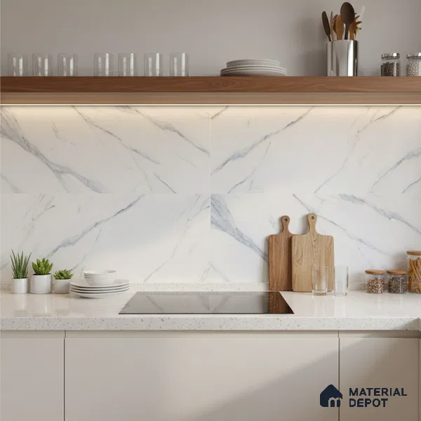 Marble Wall Tile TL 06457 Clomax Aqua 2 ft x 1 ft Ceramic Glossy Finish - 8 mm | Suitable for Living Room, Kitchen & Bathroom