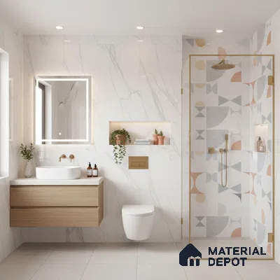 Highlighter Wall Tile TL 06458 B Optima White 2 ft x 1 ft Ceramic Glossy Finish - 8 mm | Suitable For Kitchen, Bathroom & Accent/Feature Wall