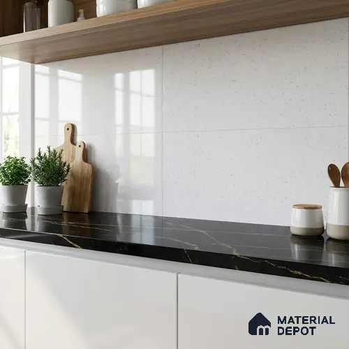 Terrazzo Wall Tile TL 06458 Optima White 2 ft x 1 ft Ceramic Glossy Finish - 8 mm | Suitable for Living Room, Kitchen & Bathroom