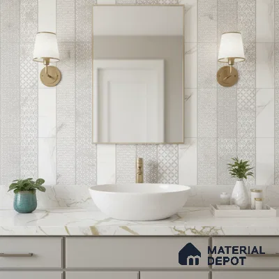 Highlighter Wall Tile TL 06460 C R Globe White HL 02 2 ft x 1 ft Ceramic Glossy Finish - 8 mm | Suitable for Living Room, Kitchen & Bathroom (Sample)