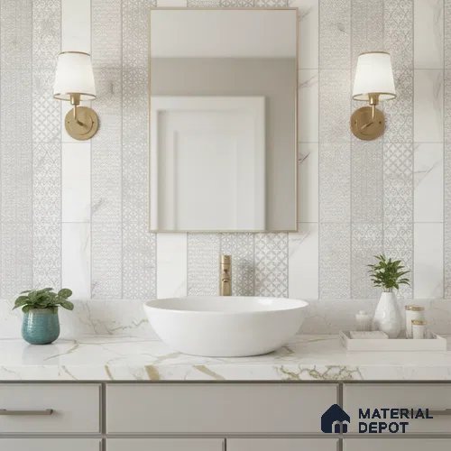 Highlighter Wall Tile TL 06460 C R Globe White HL 02 2 ft x 1 ft Ceramic Glossy Finish - 8 mm | Suitable for Living Room, Kitchen & Bathroom