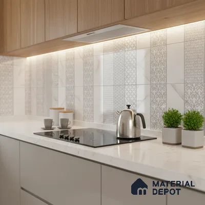 Highlighter Wall Tile TL 06460 C R Globe White HL 02 2 ft x 1 ft Ceramic Glossy Finish - 8 mm | Suitable for Living Room, Kitchen & Bathroom (Sample)