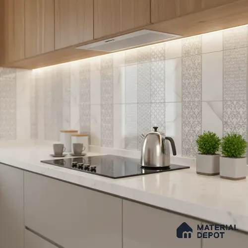 Highlighter Wall Tile TL 06460 C R Globe White HL 02 2 ft x 1 ft Ceramic Glossy Finish - 8 mm | Suitable for Living Room, Kitchen & Bathroom