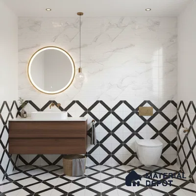 Highlighter Wall Tile TL 06460 D Globe White Small Liner 2 ft x 1 ft Ceramic Glossy Finish - 8 mm | Suitable for Living Room,Kitchen & Bathroom (Sample)