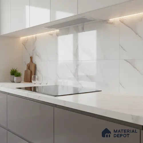 Marble Wall Tile TL 06460 Globe White 2 ft x 1 ft Ceramic Glossy Finish - 8 mm | Suitable for Living Room,Kitchen & Bathroom
