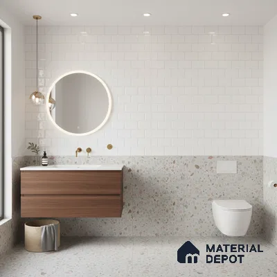 Faux Subway Wall Tile TL 06462 C Brick White 2 ft x 1 ft Ceramic Glossy Finish - 8 mm | Suitable for Kitchen, Bathroom & Balcony Walls | Please Expect a Slight Variation of Pattern