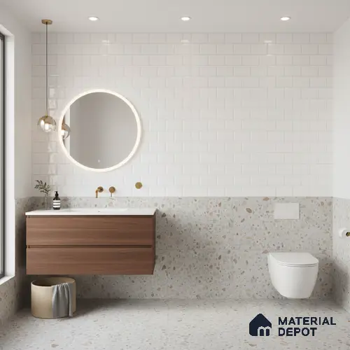 Faux Subway Wall Tile TL 06462 C Brick White 2 ft x 1 ft Ceramic Glossy Finish - 8 mm | Suitable for Kitchen, Bathroom & Balcony Walls | Please Expect a Slight Variation of Pattern