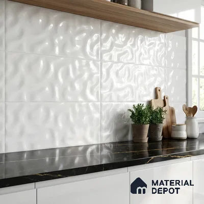 Punch Wall Tile TL 06462 Mood White 2 ft x 1 ft Ceramic Glossy Finish - 8 mm | Suitable for Living Room,Kitchen & Bathroom (Sample)