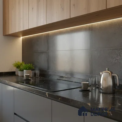 Stone Wall Tile TL 06465 B Mood DK Grey 2 ft x 1 ft Ceramic Glossy Finish - 8 mm | Suitable for Living Room,Kitchen & Bathroom