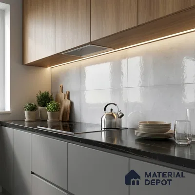 Plain Wall Tile TL 06465 Mood LT Grey 2 ft x 1 ft Ceramic Glossy Finish - 8 mm | Suitable for Living Room, Kitchen & Bathroom