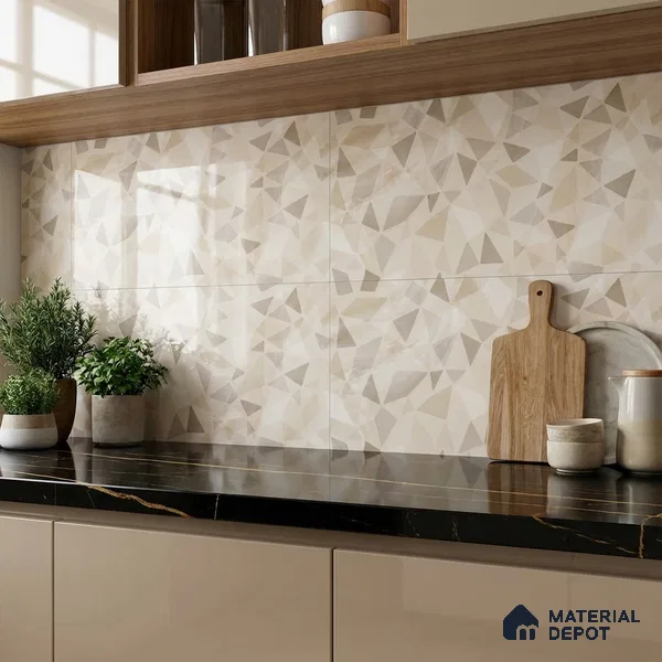 Highlighter Wall Tile TL 06467 B Valentino Beige HL 2 ft x 1 ft Ceramic Glossy Finish - 8 mm | Suitable for Living Room, Kitchen & Bathroom (Sample)