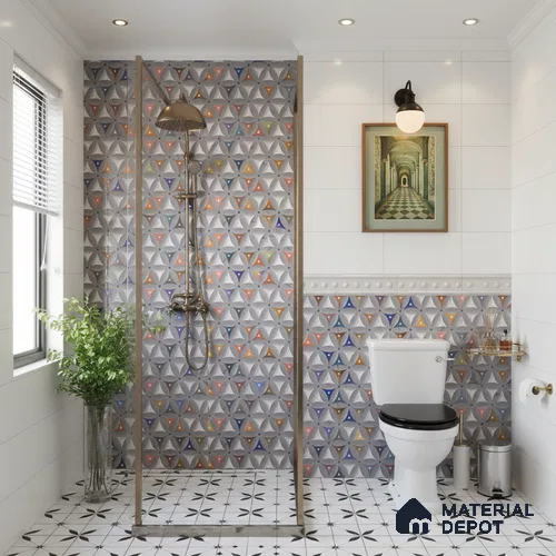 Highlighter Wall Tile TL 06468 C R Amora Grey Multi HL 2 ft x 1 ft Ceramic Glossy Finish - 8 mm | Suitable for Living Room, Kitchen & Bathroom