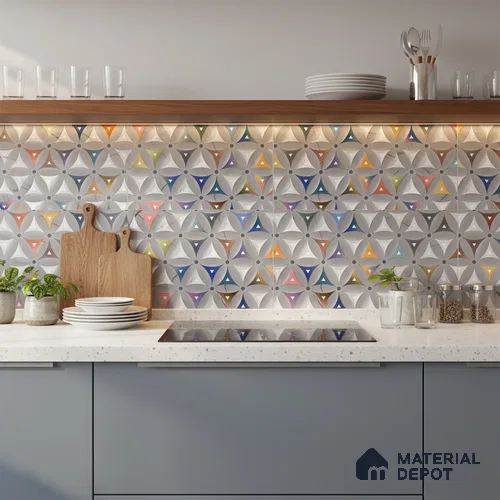 Highlighter Wall Tile TL 06468 C R Amora Grey Multi HL 2 ft x 1 ft Ceramic Glossy Finish - 8 mm | Suitable for Living Room, Kitchen & Bathroom