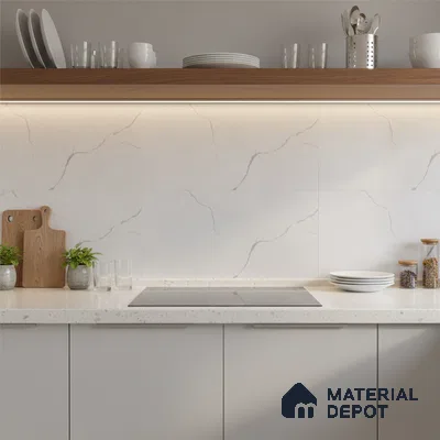 Marble Wall Tile TL 06468 R Amora Silver 2 ft x 1 ft Ceramic Glossy Finish - 8 mm | Suitable for Living Room, Kitchen & Bathroom