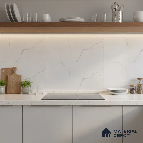 Marble Wall Tile TL 06468 R Amora Silver 2 ft x 1 ft Ceramic Glossy Finish - 8 mm | Suitable for Living Room, Kitchen & Bathroom
