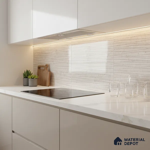 Stone Wall Tile TL 06470 B Costa White 2 ft x 1 ft Glossy Finish Ceramic Tile - 8 mm | Suitable For Kitchen & Bathroom