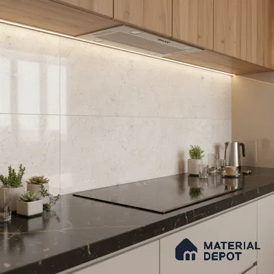 Marble Wall Tile TL 06470 Costa White 2 ft x 1 ft Ceramic Glossy Finish - 8 mm | Suitable for Living Room, Kitchen & Bathroom