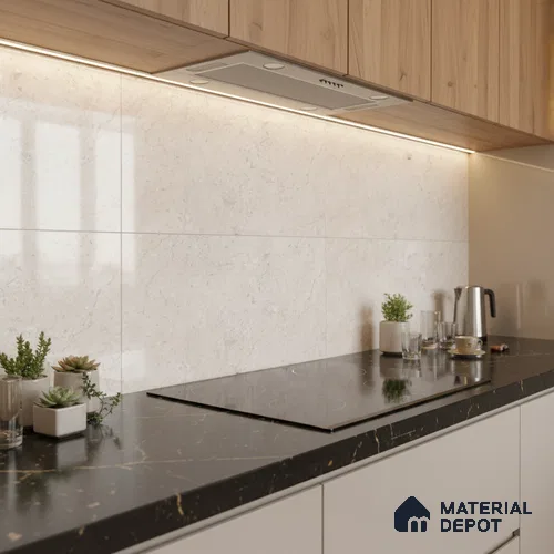Marble Wall Tile TL 06470 Costa White 2 ft x 1 ft Ceramic Glossy Finish - 8 mm | Suitable for Living Room, Kitchen & Bathroom