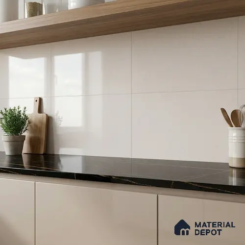 Plain Wall Tile TL 06471 Creton LT 2 ft x 1 ft Ceramic Glossy Finish - 8 mm | Suitable for Living Room, Kitchen & Bathroom