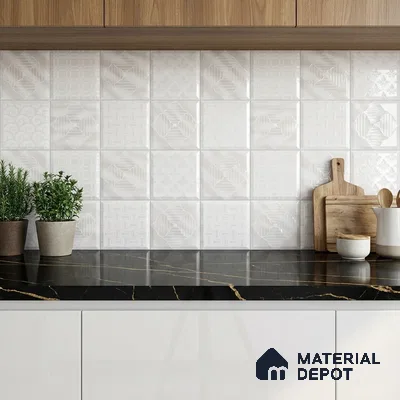 Faux Subway Wall Tile TL 06473 R Septon White 2 ft x 1 ft Ceramic Glossy Finish - 8 mm | Suitable For Kitchen, Bathroom, Dining Area
