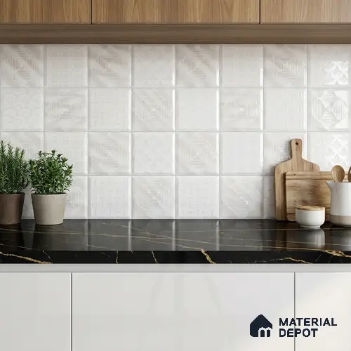 Faux Subway Wall Tile TL 06473 R Septon White 2 ft x 1 ft Ceramic Glossy Finish - 8 mm | Suitable for Living Room, Kitchen & Bathroom