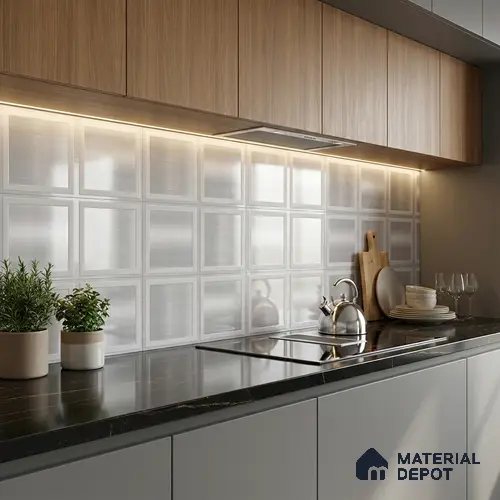 Highlighter Wall Tile TL 06474 Affil Silver 2 ft x 1 ft Ceramic Glossy Finish - 8 mm | Suitable for Living Room, Kitchen & Bathroom