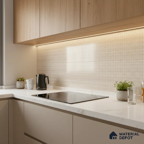 Fabric Highlighter Wall Tile TL 06475 B Woven Sahara 2 ft x 1 ft Glossy Finish Ceramic Tile - 8 mm | Suitable For Kitchen, Bathroom & Accent/Feature Wall