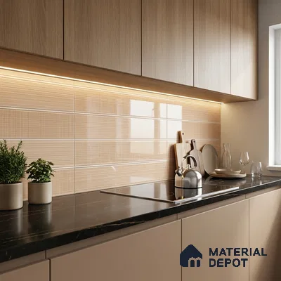 Fabric Highlighter Wall Tile TL 06476 B Sunset Weave 2 ft x 1 ft Glossy Finish Ceramic Tile - 8 mm | Suitable For Kitchen, Bathroom & Accent/Feature Wall