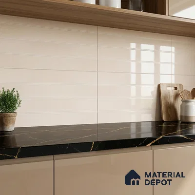 Plain Wall Tile TL 06476 Keradon LT 2 ft x 1 ft Ceramic Glossy Finish - 8 mm | Suitable for Living Room, Kitchen & Bathroom