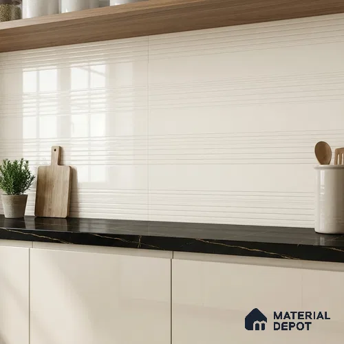 Patterned Wall Tile TL 06478 Hemlin LT 2 ft x 1 ft Ceramic Glossy Finish - 8 mm | Suitable for Living Room, Kitchen & Bathroom | Please Expect a Slight Variation of Pattern
