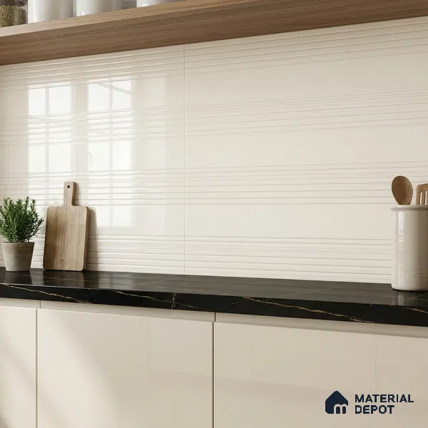 Patterned Wall Tile TL 06478 Hemlin LT 2 ft x 1 ft Ceramic Glossy Finish - 8 mm | Suitable for Living Room, Kitchen & Bathroom | Please Expect a Slight Variation of Pattern