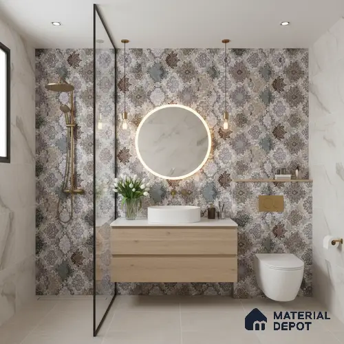 Highlighter Wall Tile TL 06479 F S Vista Gray Decor 2 ft x 1 ft Ceramic Matte Finish - 8 mm | Suitable for Living Room, Kitchen & Bathroom