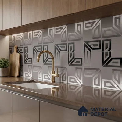 Highlighter Wall Tile TL 06481 C Chrome Labyrinth 2 ft x 1 ft Ceramic Matte Finish - 8 mm | Suitable For Kitchen, Bathroom & Accent/Feature Wall