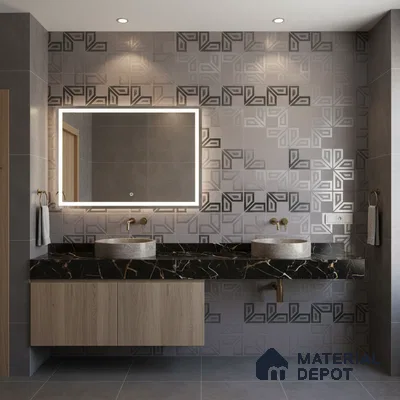 Highlighter Wall Tile TL 06481 C Chrome Labyrinth 2 ft x 1 ft Ceramic Matte Finish - 8 mm | Suitable For Kitchen, Bathroom & Accent/Feature Wall