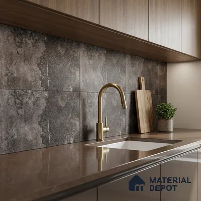 Marble Wall Tile TL 06482 B S Aura DK 2 ft x 1 ft Ceramic Matte Finish - 8 mm | Suitable for Living Room, Kitchen & Bathroom
