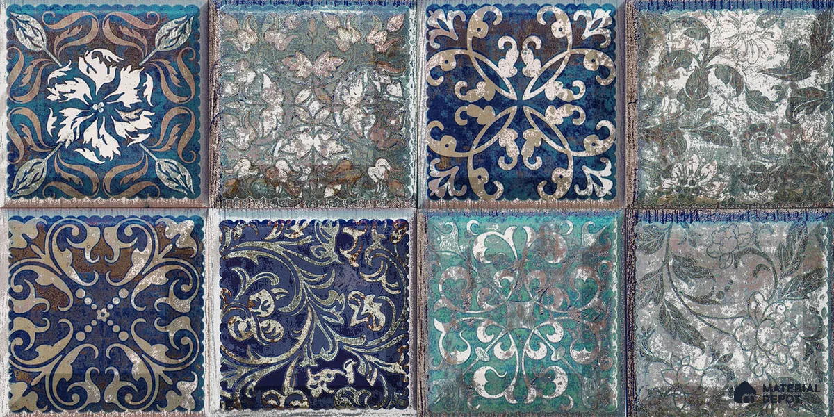 Highlighter Wall Tile TL 06489 Peacock Tapestry 2 ft x 1 ft Ceramic Matte Finish - 8 mm | Suitable For Kitchen, Bathroom & Accent/Feature Wall