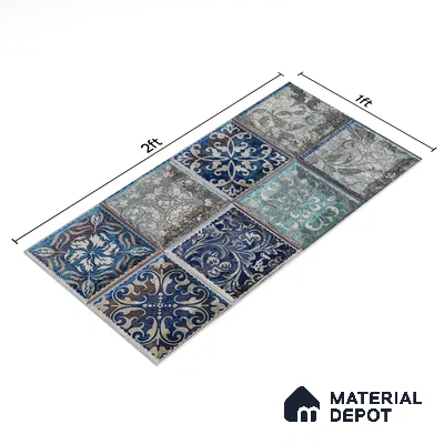 Highlighter Wall Tile TL 06489 Peacock Tapestry 2 ft x 1 ft Ceramic Matte Finish - 8 mm | Suitable For Kitchen, Bathroom & Accent/Feature Wall