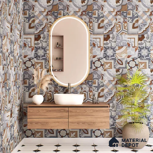 Moroccan Wall Tile TL 06491 Decor Art Brown 4 ft x 2 ft Carving Matte Finish Vitrified Tile - 9 mm | Suitable for Living Room, Bedroom & Bathroom