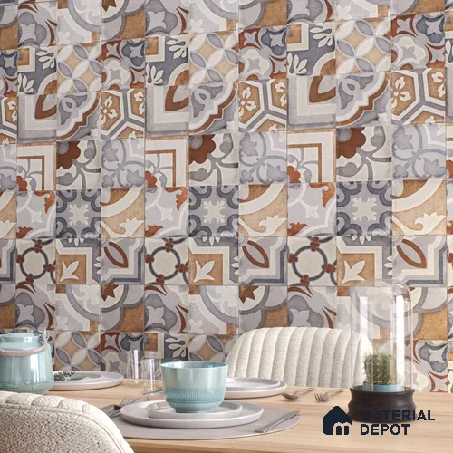 Moroccan Wall Tile TL 06491 Decor Art Brown 4 ft x 2 ft Carving Matte Finish Vitrified Tile - 9 mm | Suitable for Living Room, Bedroom & Bathroom